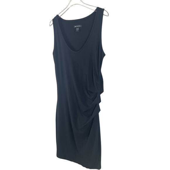 Athleta Della Ruched Sleeveless Tank Dress Athleisure Minimalist Black Size M - Picture 2 of 10